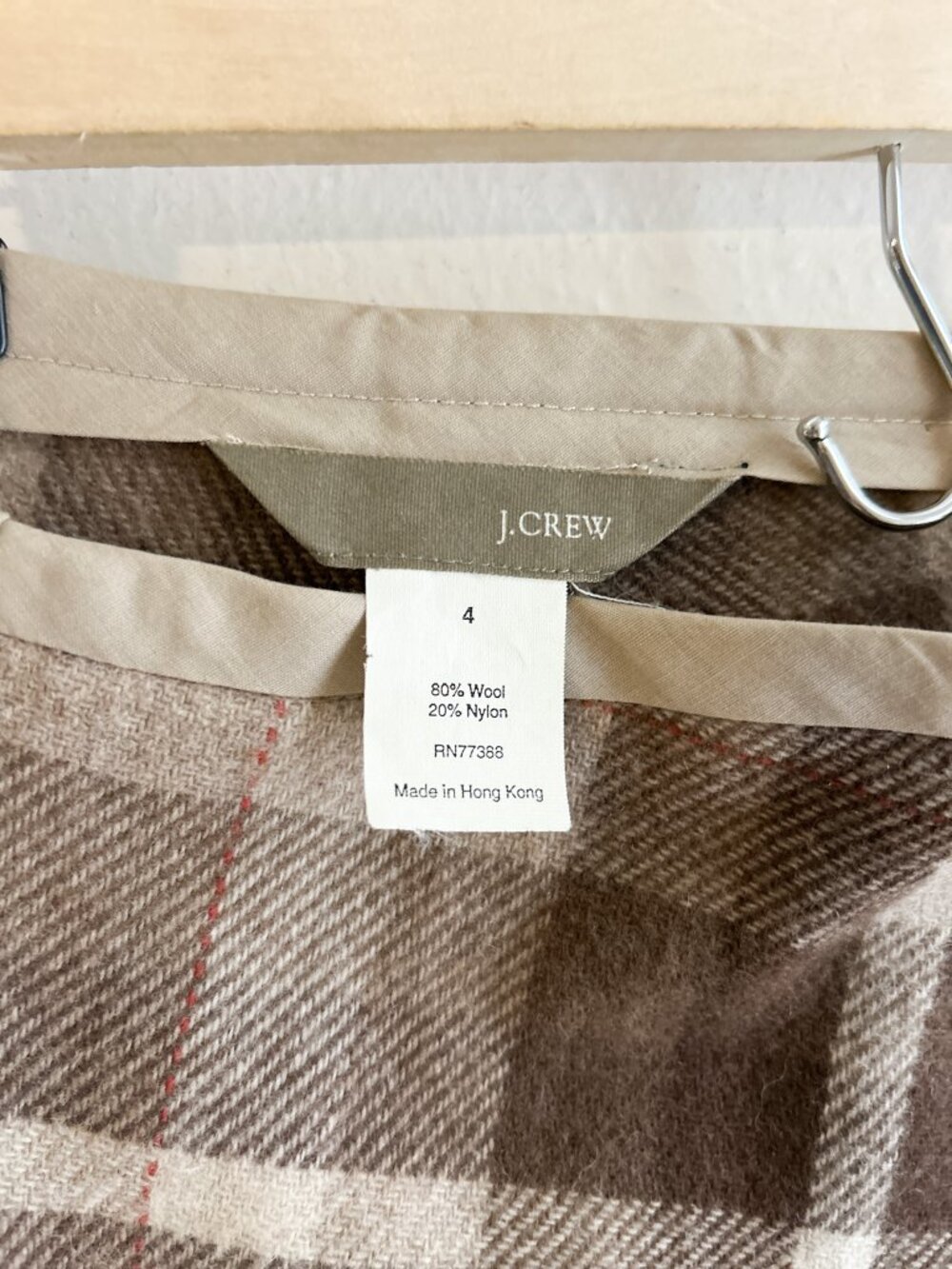 VINTAGE/Heritage 90's J. Crew V-Cut Plaid Fringe Wool Midi Skirt SM - Picture 8 of 9